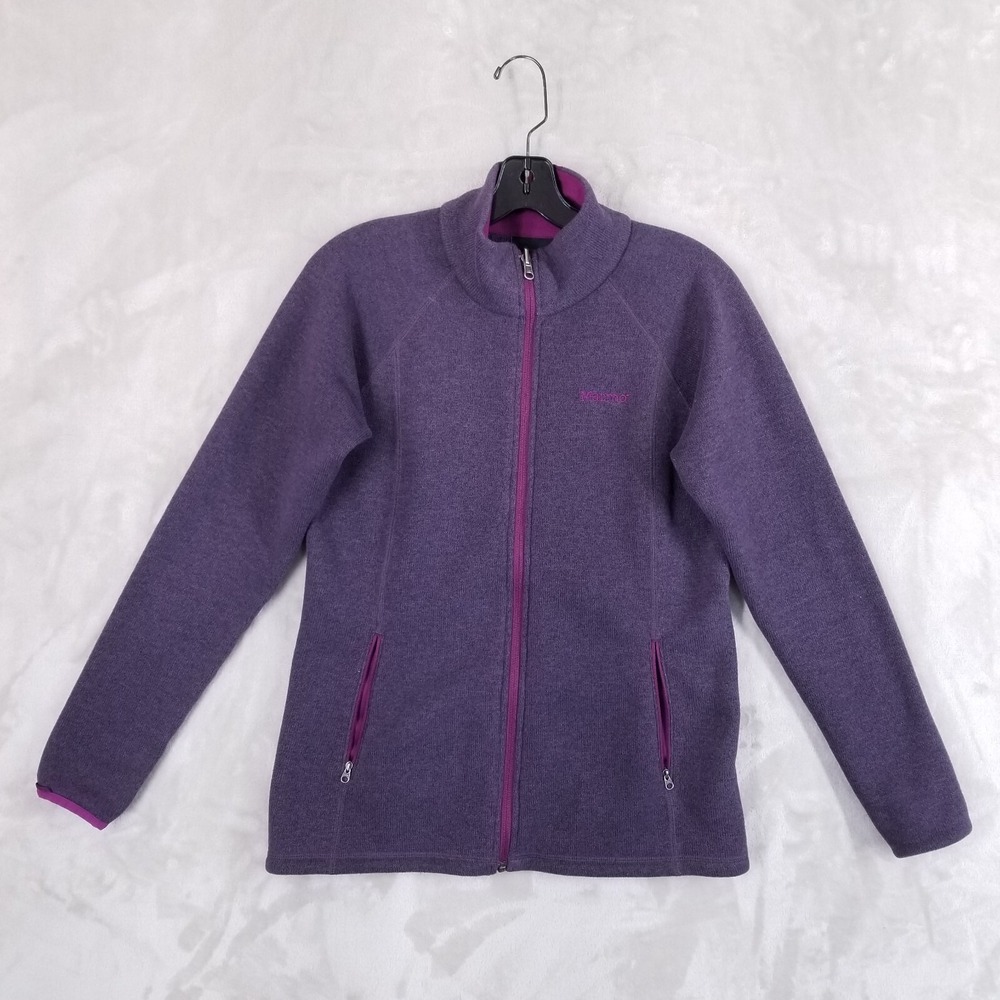 Marmot Jacket Women Medium‎ Purple Polartec Fleece Full Zip Mid Layer Pockets